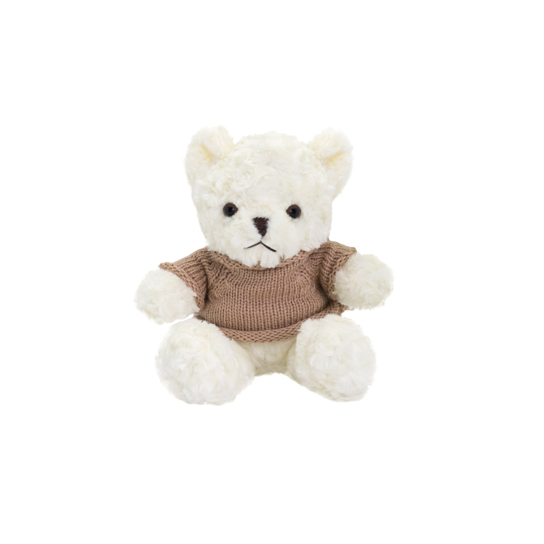 White Teddy Bear Plush W/Sweater, 10