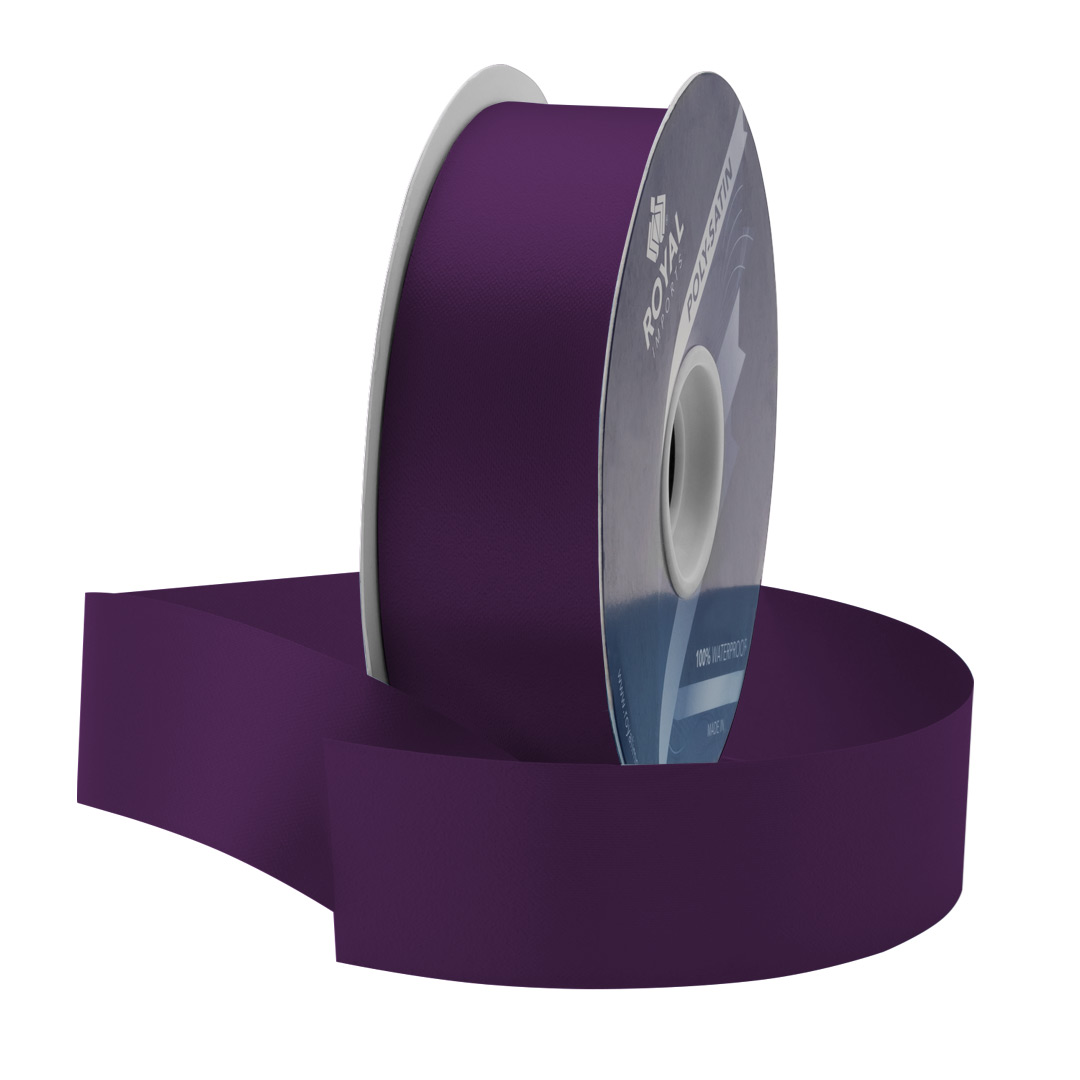 Purple Waterproof Poly-Satin Ribbon 1.375in x 100yds/Roll - Fisch Floral  Supply