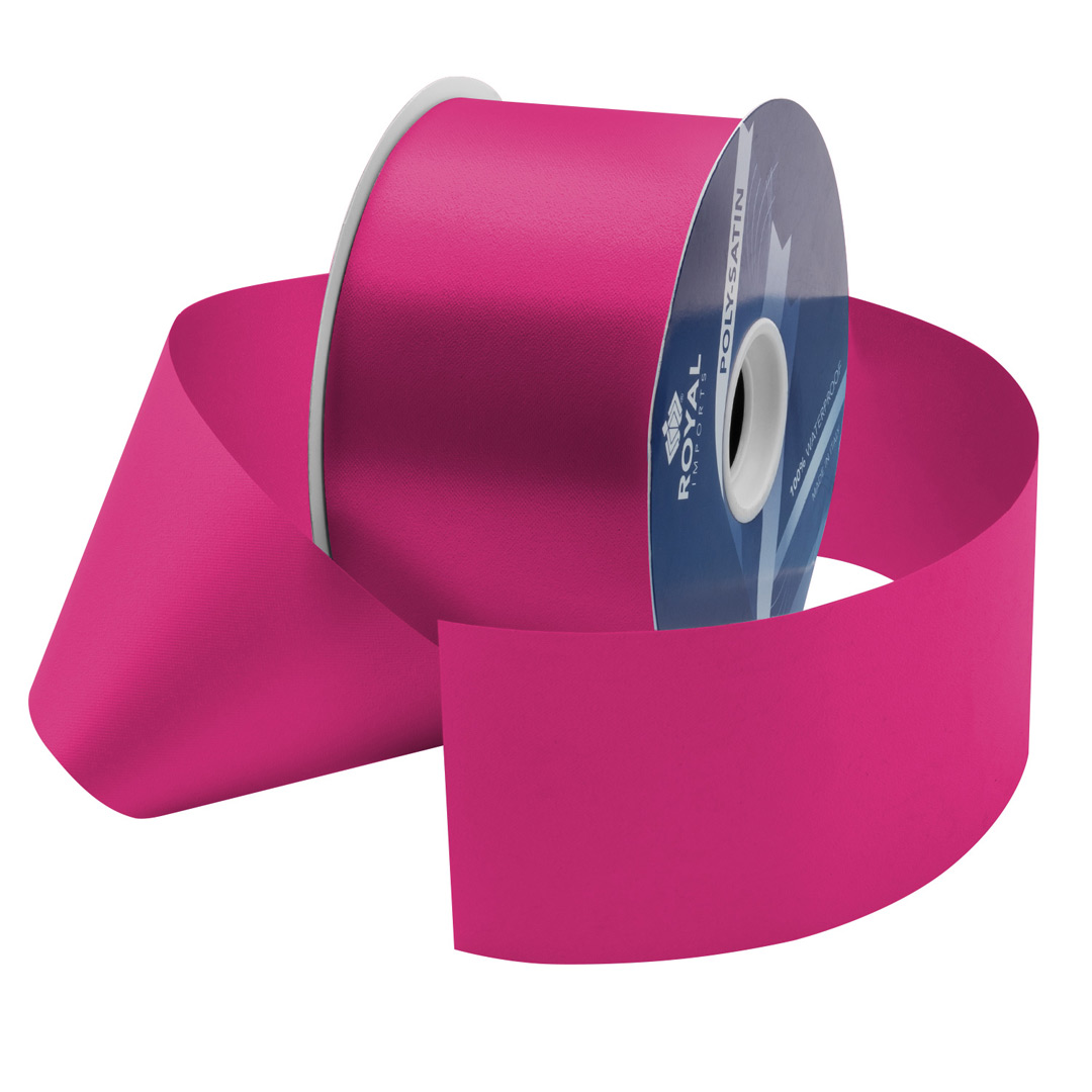 Hot Pink Waterproof Poly-Satin Ribbon 2.75in x 100yds/Roll - Fisch Floral  Supply