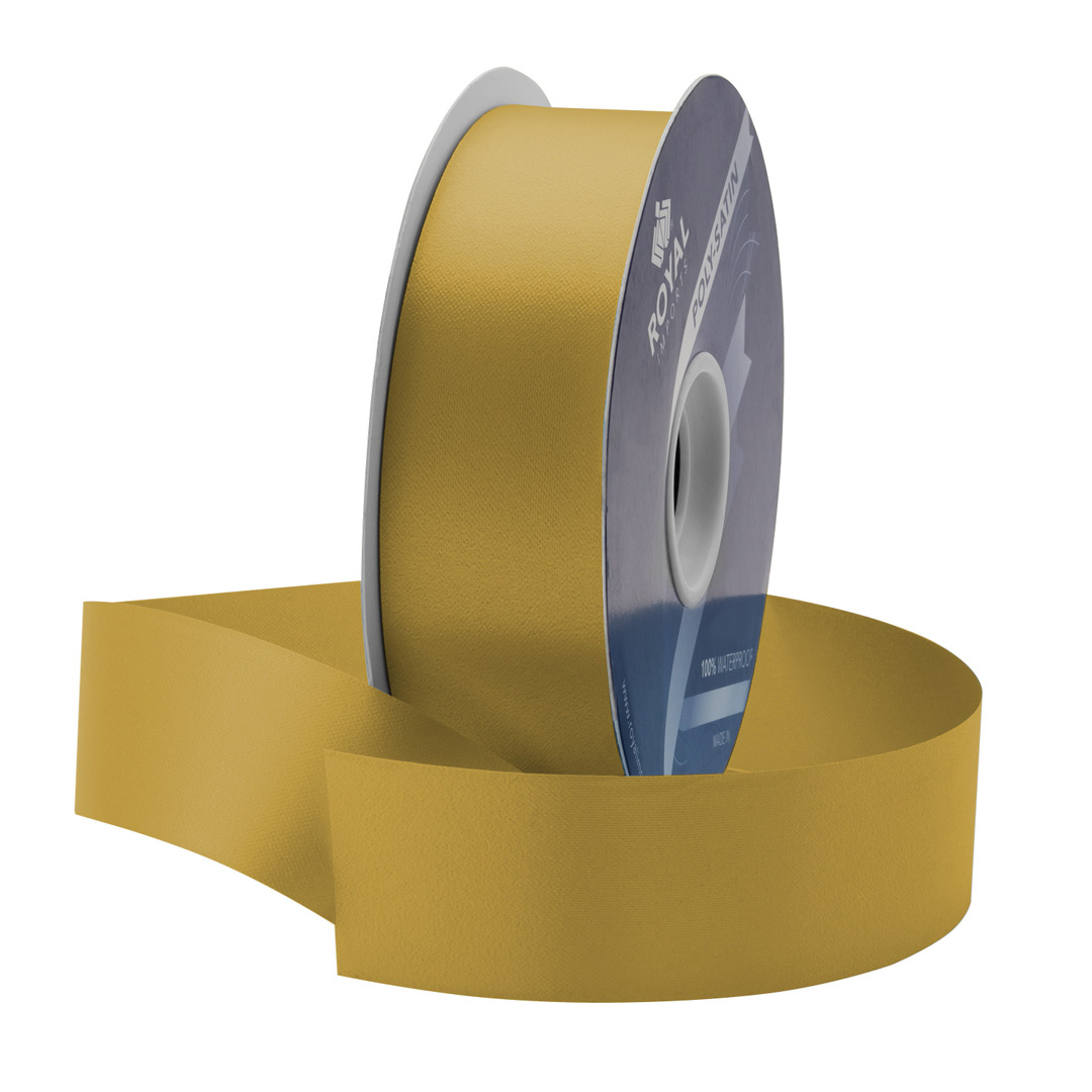 Gold Waterproof Poly-Satin Ribbon 1.375in x 100yds/Roll