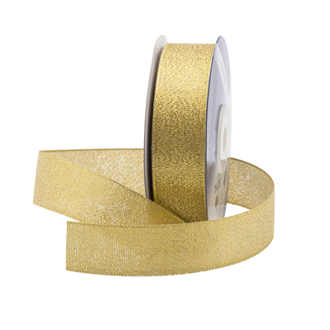 Gold Glitz Metallic Ribbon, 2.5 x 25yds, 12 Rolls/Box - Fisch