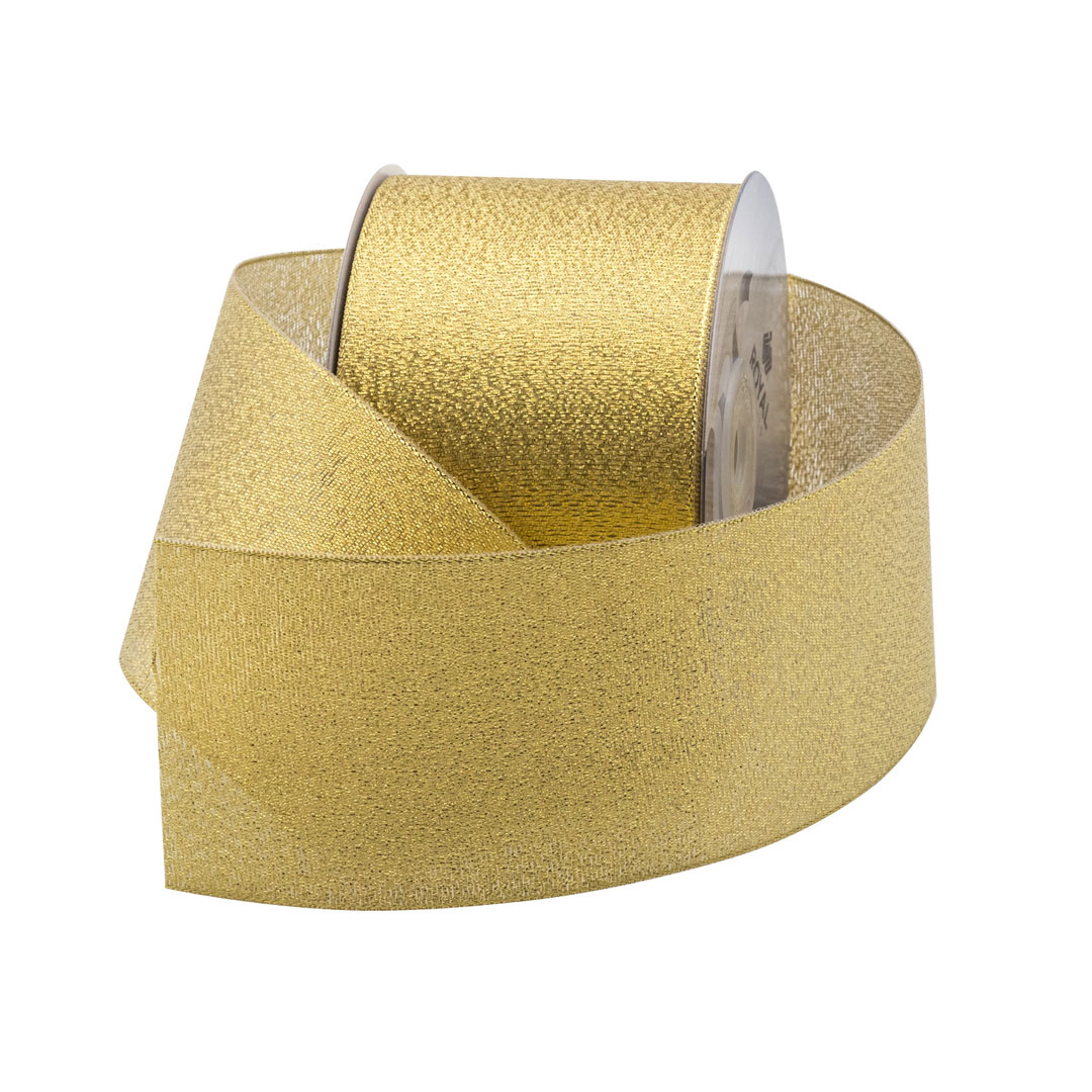 Ribbon Traditions 2 1/2 Wired Ribbon Gold / Silver Glitter