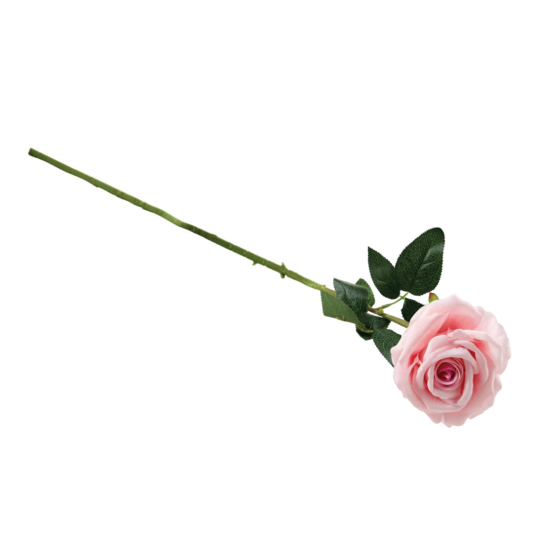 12-inch Artificial Silk Pink Large Single Rose Short Stem, for Indoor Use,  by Mainstays 