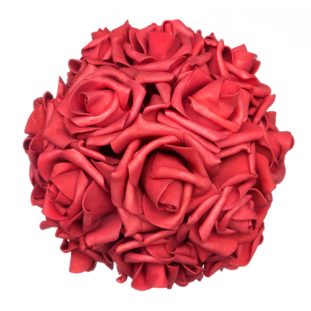 white foams with red rose