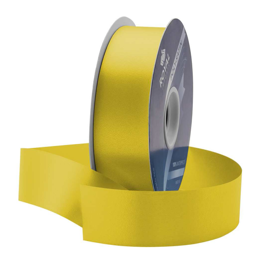 Yellow Waterproof Poly-Satin Ribbon 1.375in x 100yds/Roll - Fisch